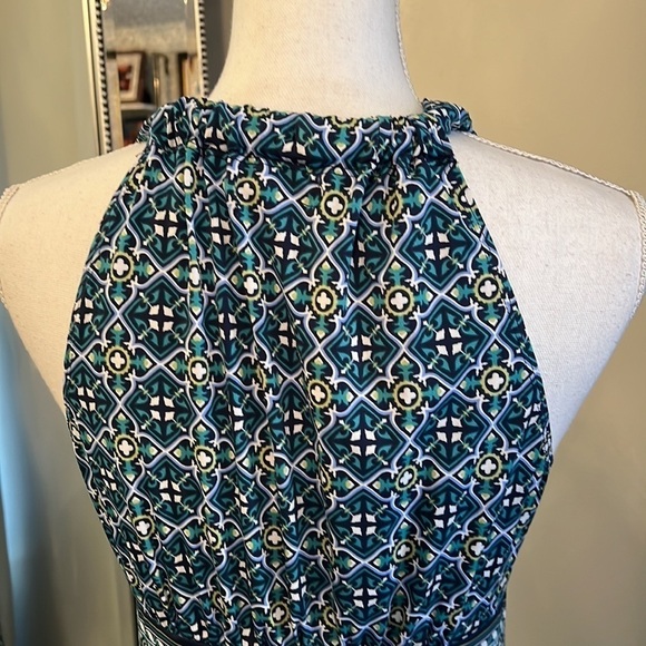 New Without Tags Max Studio Blue and Green VNeck Dress Size Small - Picture 6 of 12